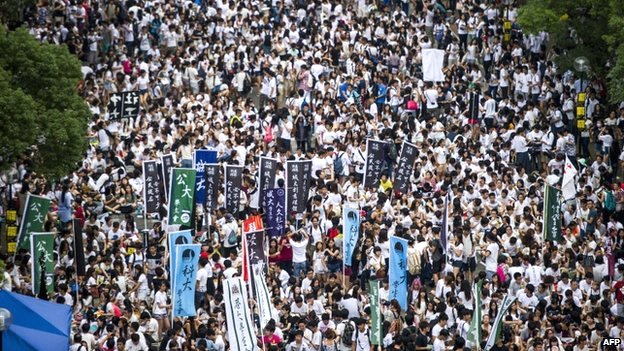 Thousands of students have converged on the Chinese University of Hong Kong campus
