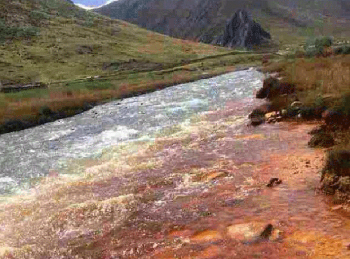 River polluted by mining in Tibet’s Maldro Gongkar county, in an undated photo. (Photo courtesy RFA)