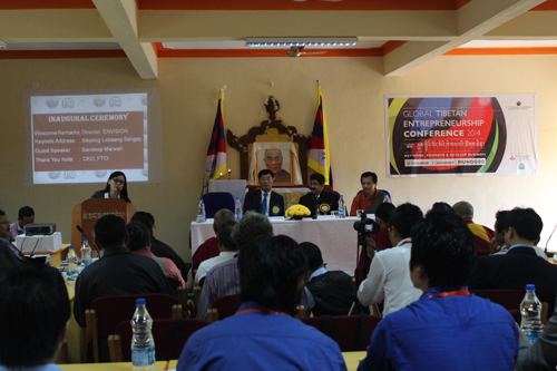 SIkyong Dr. Lobsang Sangay at the Global Tibetan Entrepreneurship Conference at Mundgod Tibetan settlement. (Photo courtesy: tibet.net)