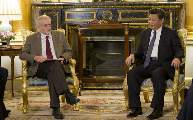 Labour Party leader Jeremy Corbyn talks with the President of The People's Republic of China Xi Jinping. (Photo courtesy: AP)