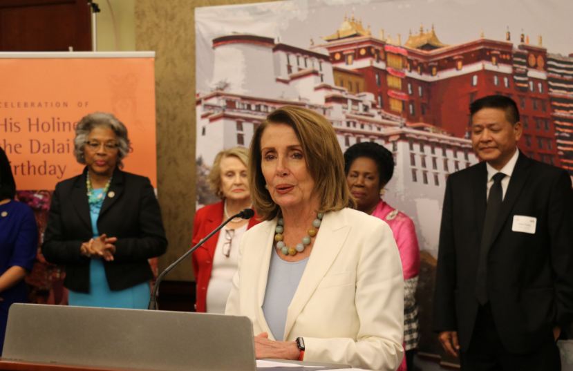 Representative Ms Nancy Pelosi, House Democratic (and Minority) leader speaking at a reception held in the US Capitol Building on Jun 27 to celebrate the 82nd birthday of Tibet’s exiled spiritual leader, the Dalai Lama. (Photo courtesy: ICT)