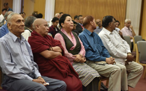 Deputy Speaker, Acharya Yeshi Phuntsok and former Kalon, Dolma Gyari and Indian guests at the Tibet Film Festival, IIC, Delhi, 3 April 2018. (Photo courtesy/Tenzin Phende/DIIR)