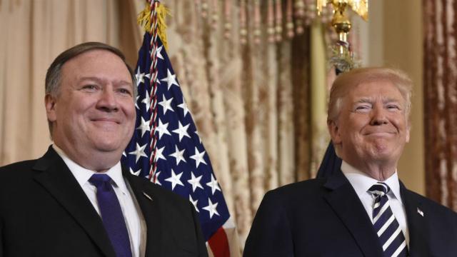 US President Donald Trump with Secretary of State Mike Pompeo. (Photo courtesy: THE HILL)