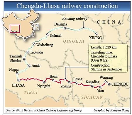 Qinghai Tibet Railway Map
