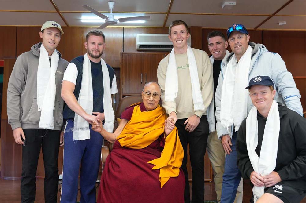 England cricket players meet Dalai Lama ahead of final Test match in local stadium