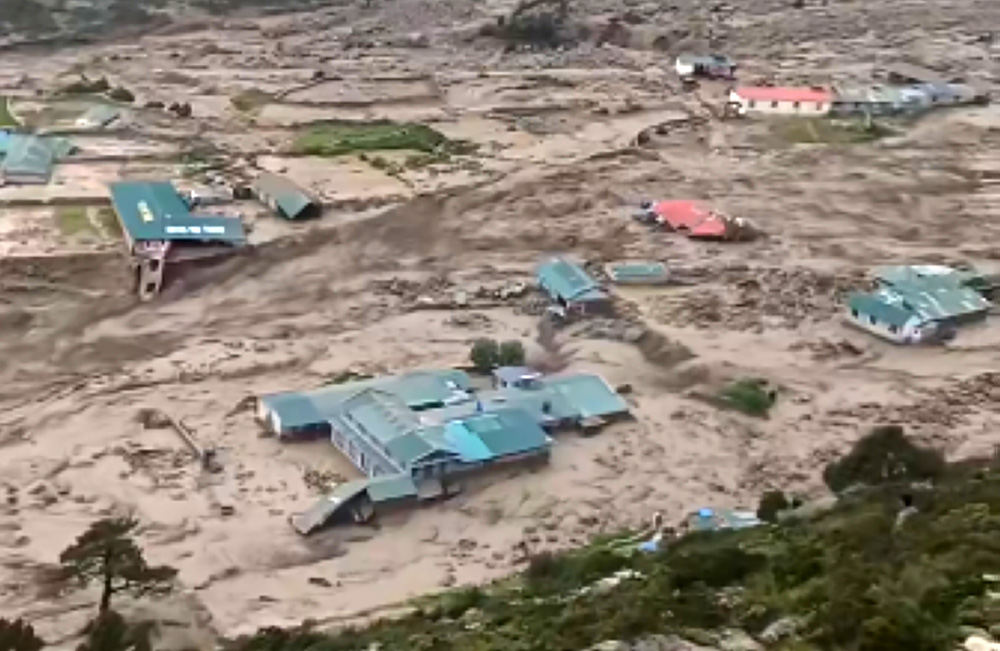 Glacial lake-bursts sweep Sherpa village homes in Nepal